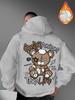 Herren Graffiti-Stil Streetwear Kapuzenpullover mit Graffiti-Buchstaben Abgenutztes Bärenmuster Print Sehr Vielseitige Mode
