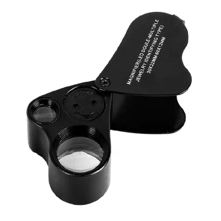 Set of 2 Magnifying Glass with Light Pocket Size Magnifier for Gemstones Inspection Professional Metal Jewelers Loupe
