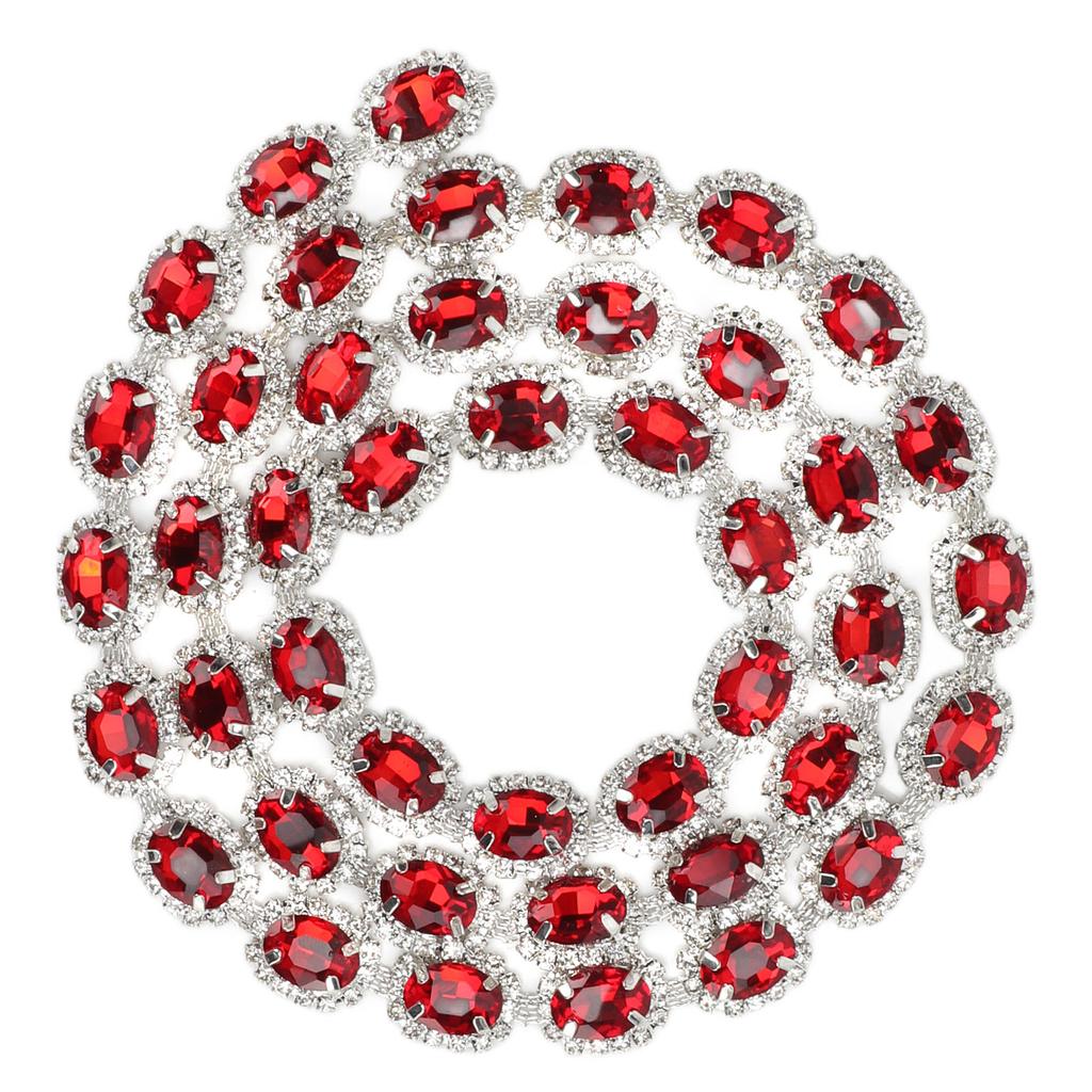 Rhinestone Trim 1 Yard Red Handcrafted Shiny Beautiful DIY Rhinestone Strip for Clothing Necklaces