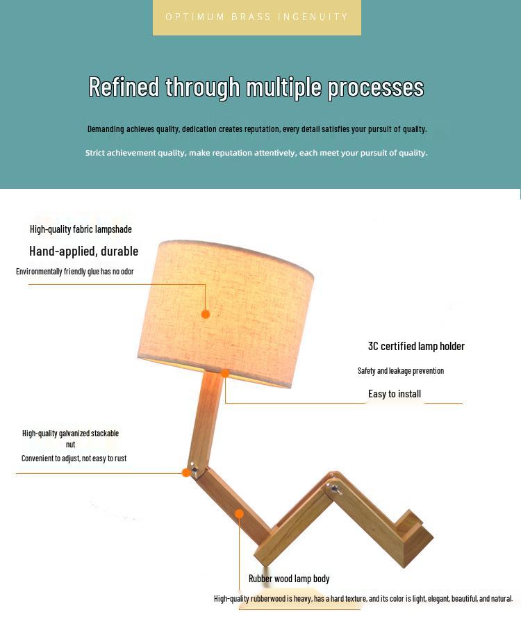 Nordic Solid Wood LED Bedside Night Light - Robot Table Lamp