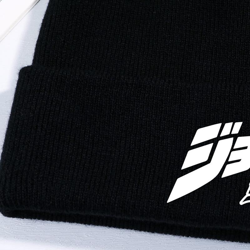 8 Stile Winter-Strickmützen, JoJo Bizarre Adventure, Anime-Mütze, Unisex, modisch, warm, Outdoor, schwarze Farbkappe