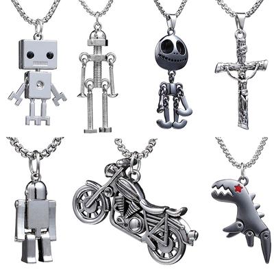 Jesus Cross Necklace Robot Dinosaur Pendant Fashion Charm Whale Screw Man Motorcycle Bear Sweater Chain Jewelry For Men Gifts