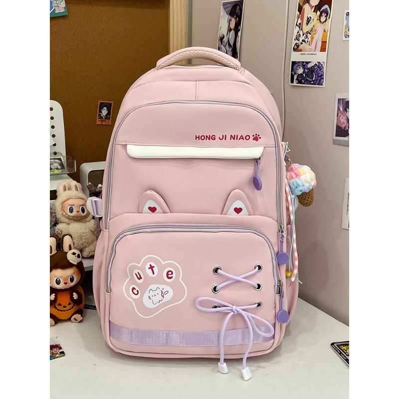 The new schoolbag is high-value, fresh and sweet, and the backpack is light for junior high school students to travel and large-capacity backpack.