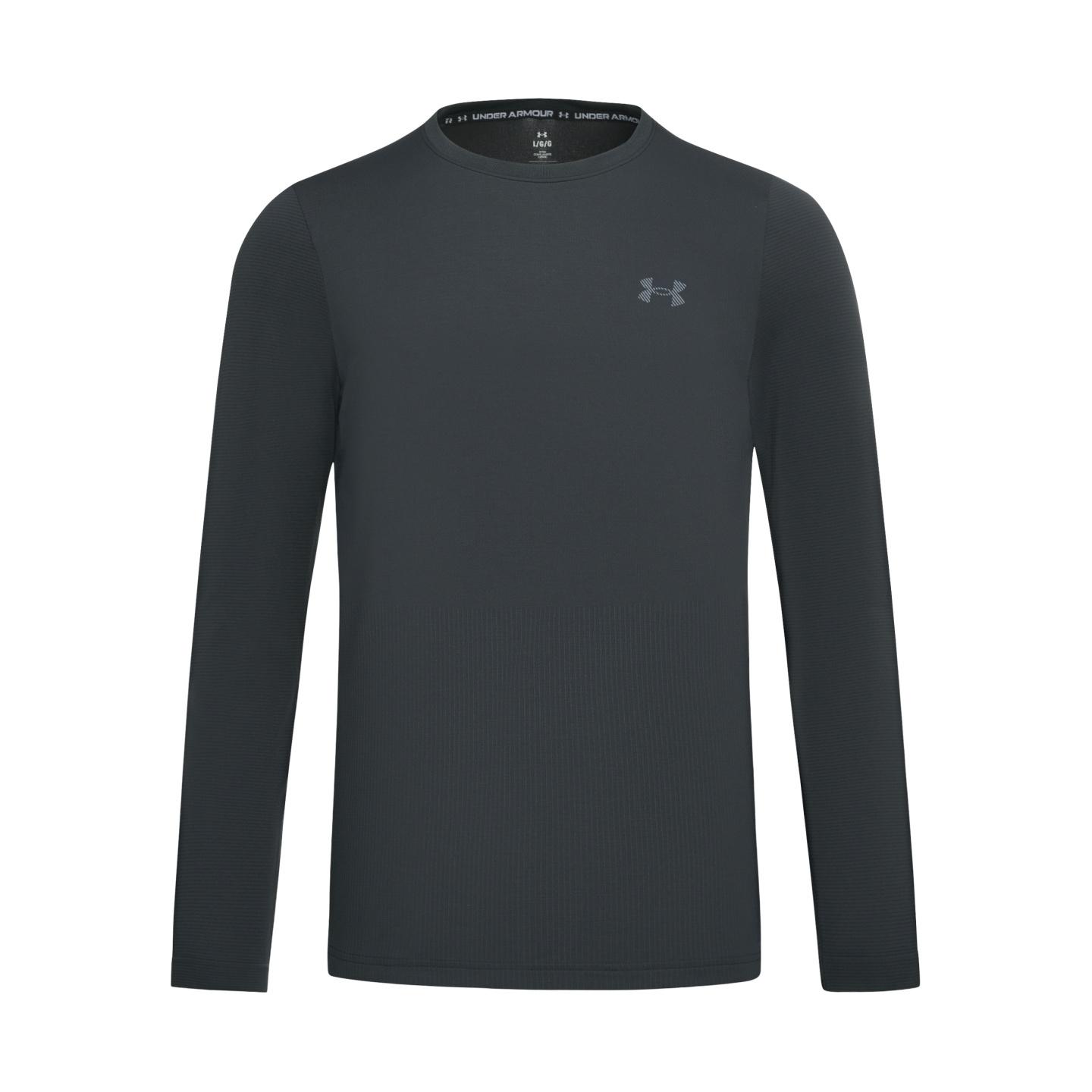 Under Armour Wool Run Lightweight Breathable Casual Simple Comfortable Versatile Sports Long Sleeve T-Shirt Men tops Black 6012730-001 S