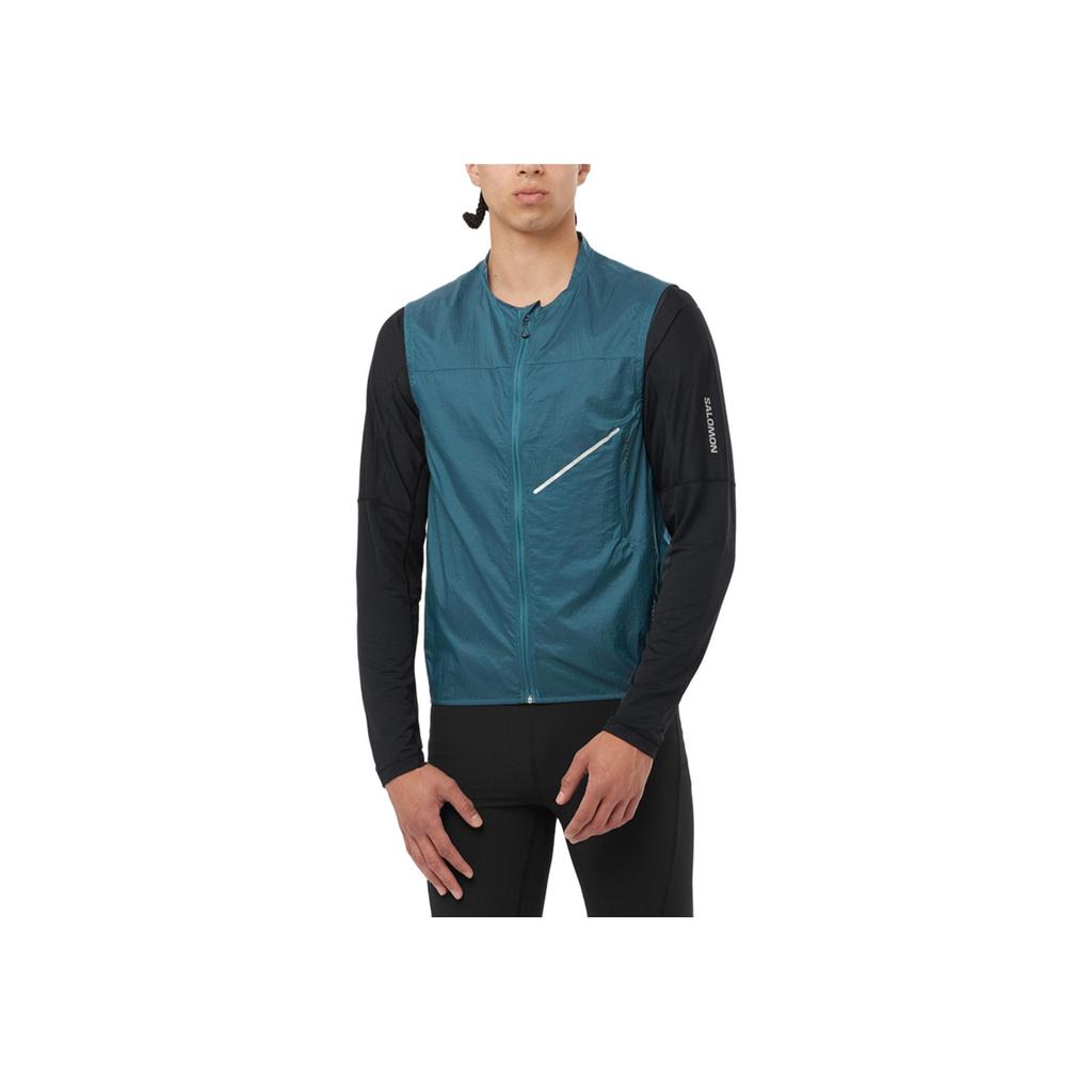 Salomon Sense Aero Wind Vest Round Neck Letter Print Zipper Design Slim Fit Sleeveless Top Men tops Deep-Sea-Blue LC2191300