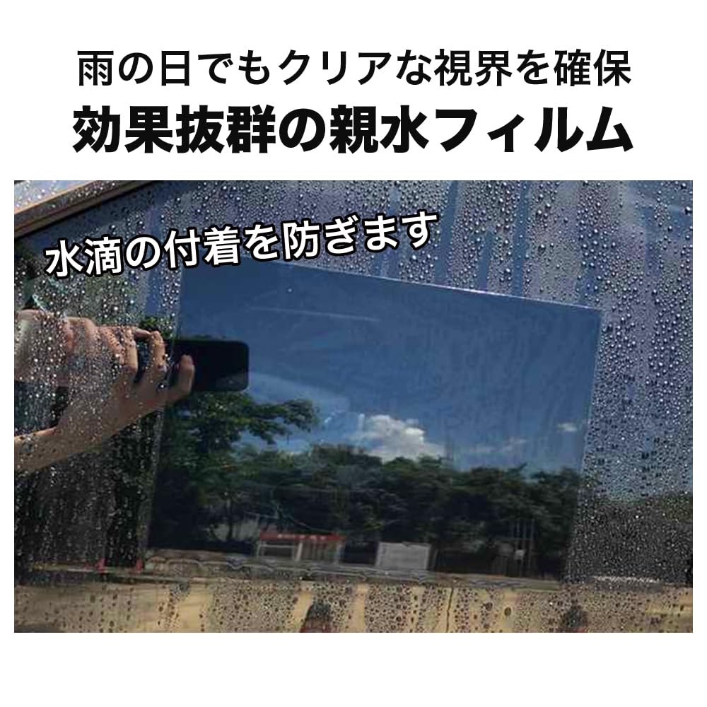 Hydrophilic Film for Car Mirrors and Side Windows Universal Fit (2 Pieces) - Waterproof, Anti-Fog, Anti-Reflective,