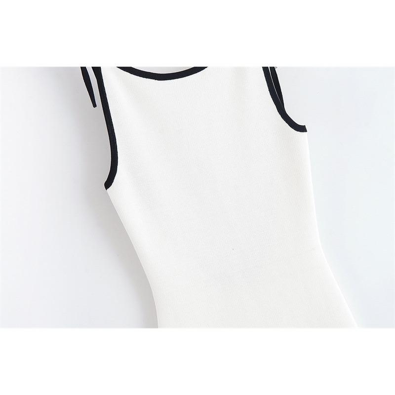 Women's Scoop Neck Sleeveless Mini Dress Slim Fit Mid Rise Streetwear Solid Knit Slip Dress