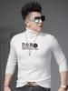 European Men's High-Neck Knitted Sweater Autumn and Winter Base Layer 2025 New Trendy Printed Rhinestone Sweater