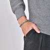 Casual Rectangle Chain Bracelets for Men Boys,Silver Color Stainless Steel Wristband,Punk Anniversary Jewelry Gifts