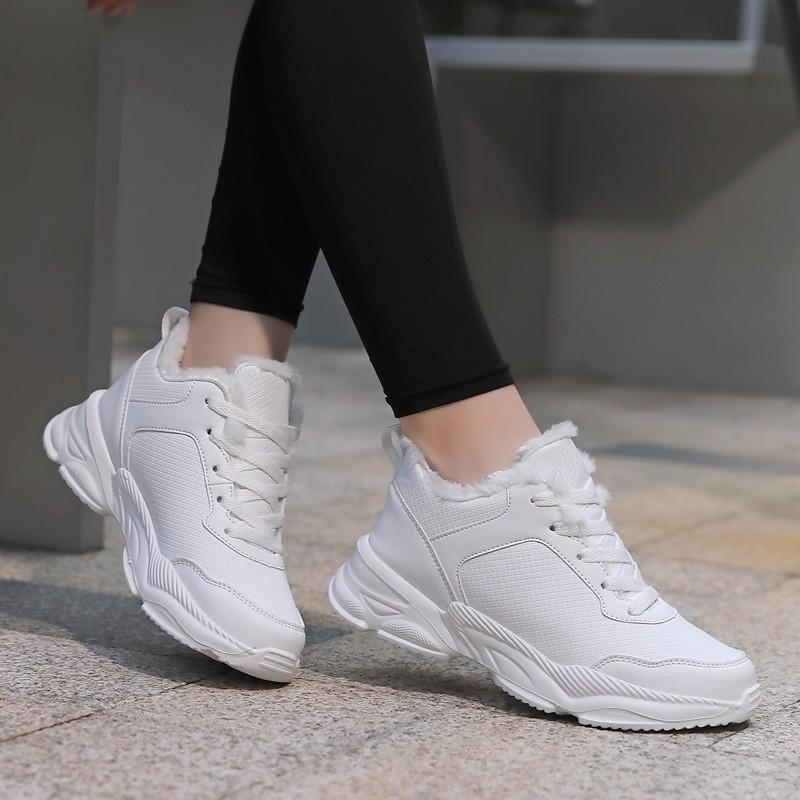 Fashion Autumn Winter Leather Sneakers Black Casual Shoes Women Non-slip Lace-up 2025 Fashionable Comfortable Waterproof Sports Shoes
