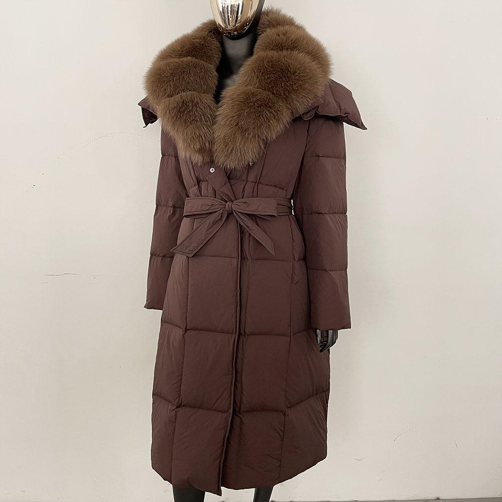 OFTBUY 2024 Winter Women Coat Real Natural Fox Fur Collar Thick Warm Long Jacket Turn-down Detachable Outerwear Streetwear