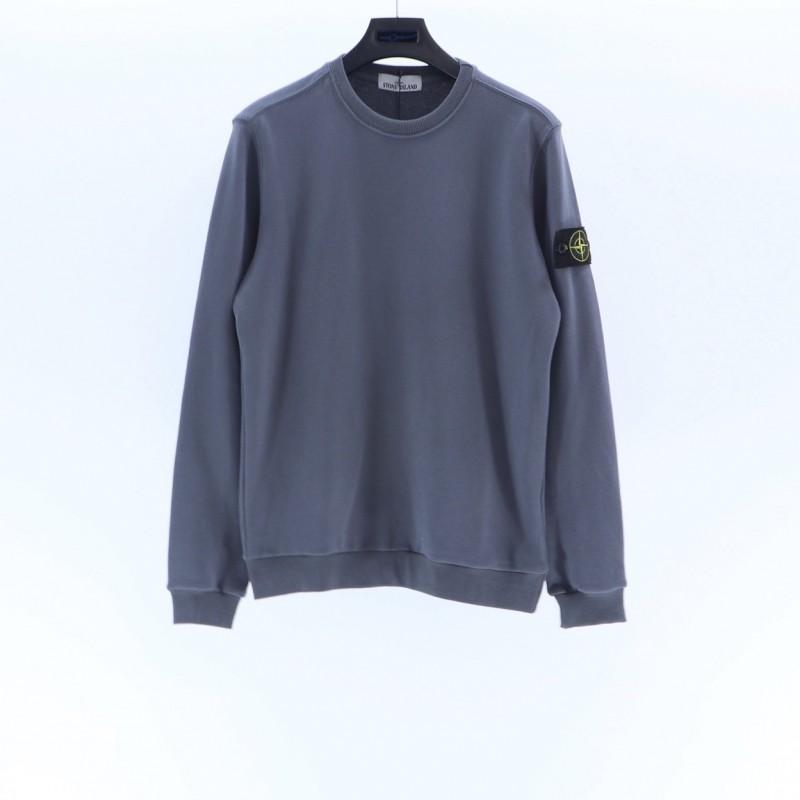 STONE Classic Solid Color Crewneck Sweatshirt Men Women Casual Long Sleeve Pullover With Badge Loose Fit Teenagers