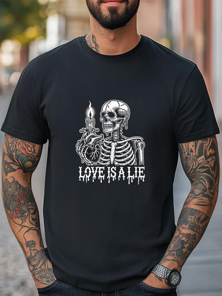 Love Is a Lie Gothic Skeleton T-Shirt Women Men Trendy Tee Casual T-shirt Unisex T-Shirt XXXL