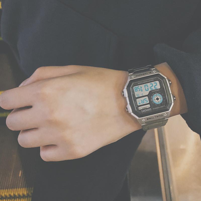 Electronic Fashionable Digital Watch Men Go Out Decorative Elements Nightglow