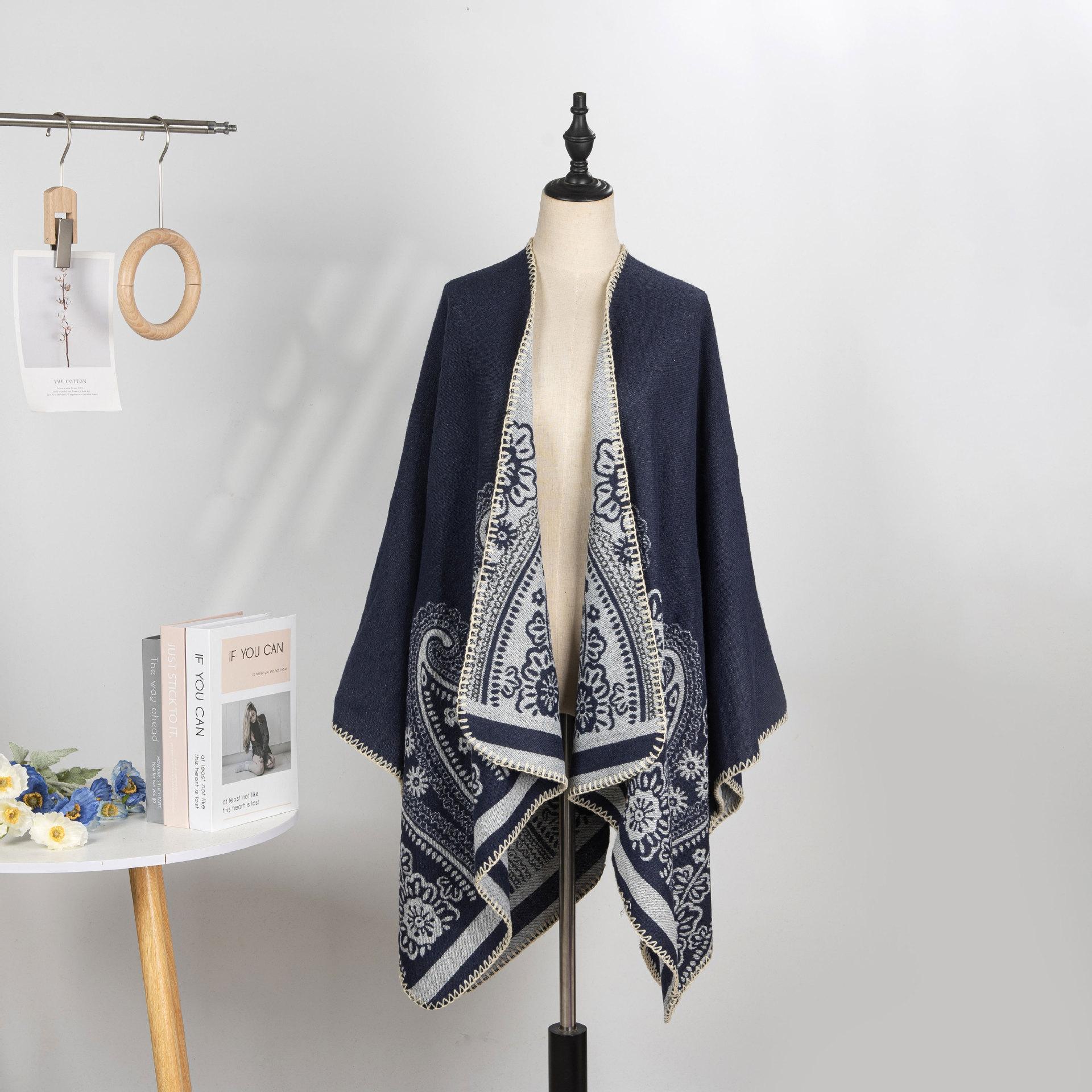 

Warm Cold Shawl Cape Women Outdoor Camping Warm Outside Blanket Imitation Cashmere Double-Sided Shawl 131*150CM