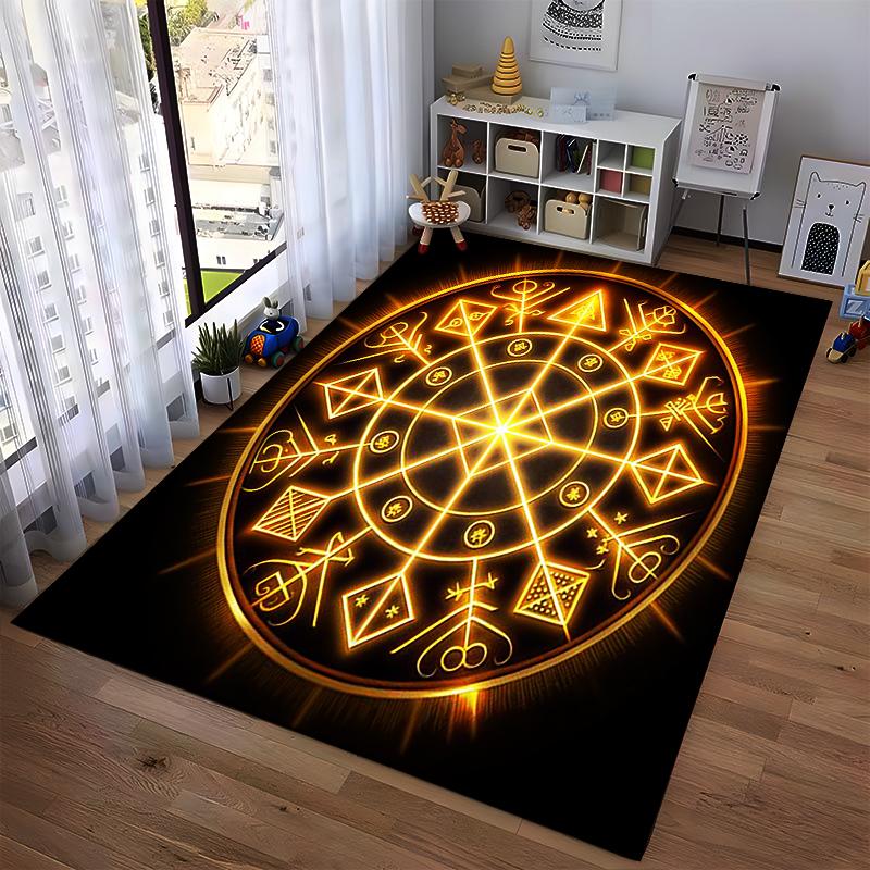 Mystical Symbols Circular Design Non-slip Rug Suitable for Living Room and Bedroom Sofas