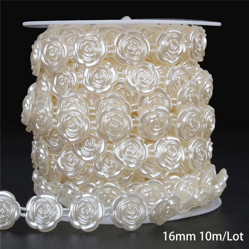 Multi-Size ABS Imitation Pearl Beads Chain Trim for DIY Wedding Dress Costume Applique Craft Accessories