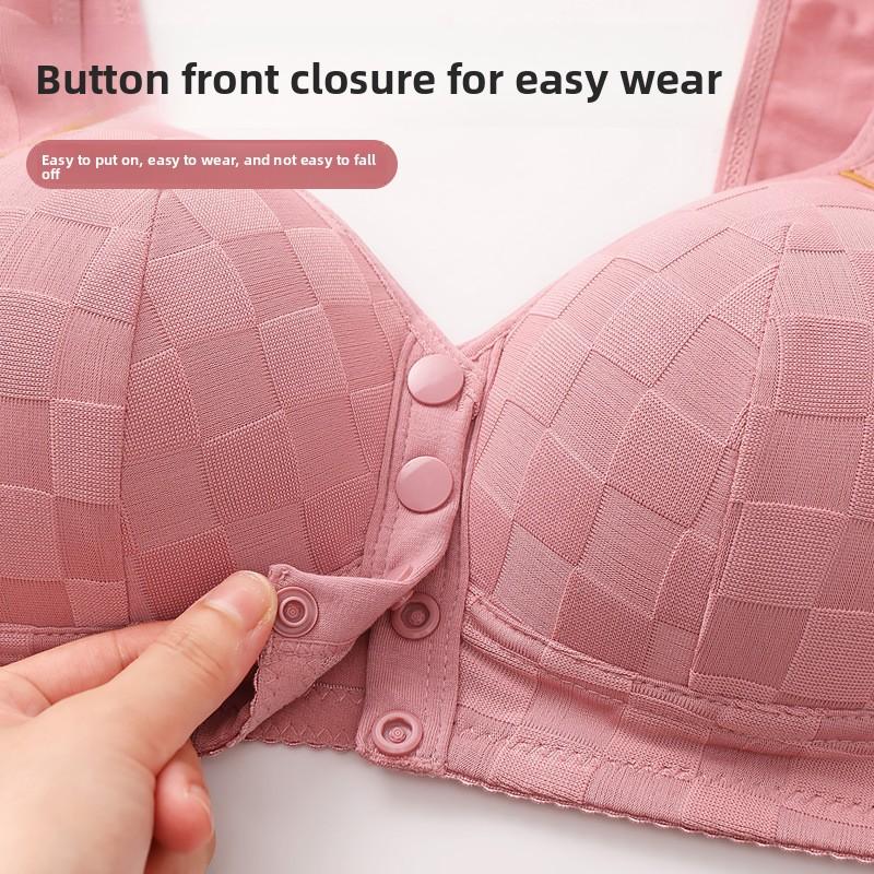 Plus Size Bra for Mature Women Front Closure Fixed Cup Thin Wireless Tank Top Bra Comfortable Supportive Full Coverage Everyday Underwear