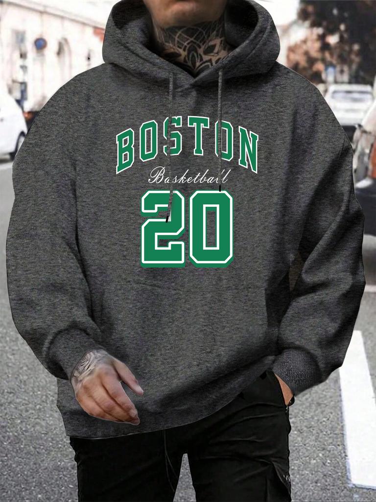 Boston City Print Herren Hoodie Harajuku Lockerer Pullover Mode Fleece Warmer Hoodie Mann Vintage Herbst Rundhals Oberteil