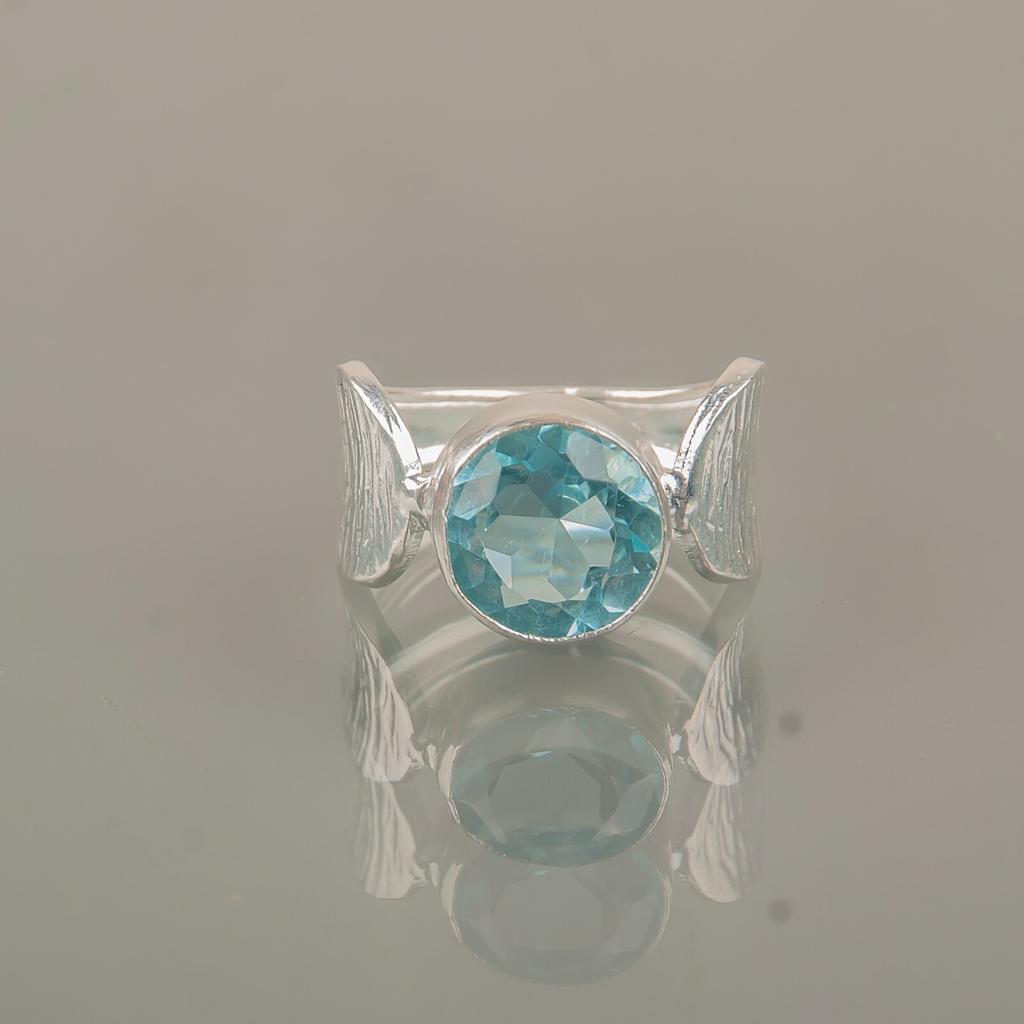 Rare Sky Blue Topaz Gemstone 925 Sterling Silver Jewelry Handmade Wedding Ring RR-1-3