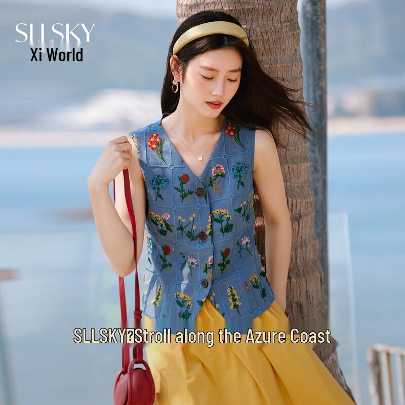 Women s National Style Embroidered Linen Vest S