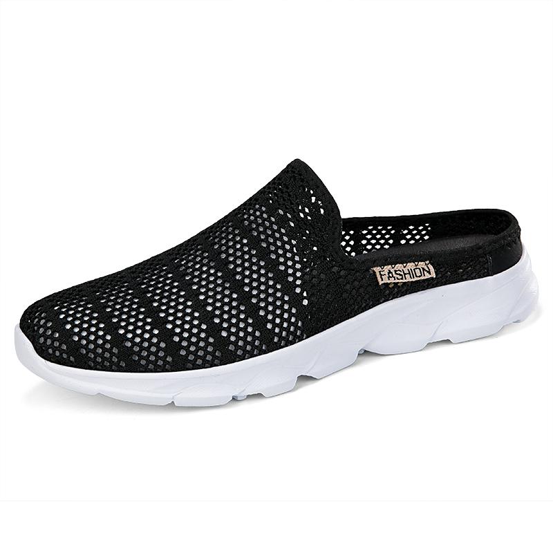 Summer Mens Casual Shoes Hollow Out Loafers Outdoor Mesh Flats Breathable Moccasins Comfy Sneakers Cool Muller Shoes Half Shoes