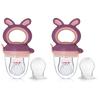 LuvLap Mușcător Alimentar din Silicon cu Plasă Extra Moale Alimentator pentru Bebeluși Sigur Fără BPA Design Iepuraș Violet Roz Pachet de 2