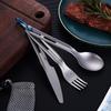 Titanium Ultralight 3-Piece Camping Cutlery Set: Knife, Fork, Spoon for Outdoor Travel & Hiking