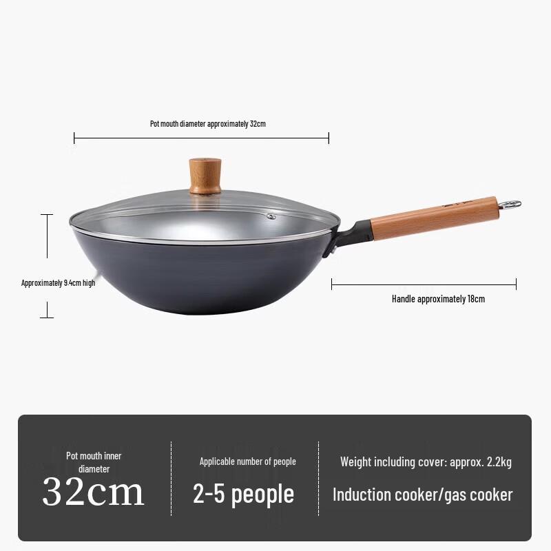 Zhang Xiaoquan 32cm Non-Coated Rust-Proof Cast Iron Stir-Fry Pan