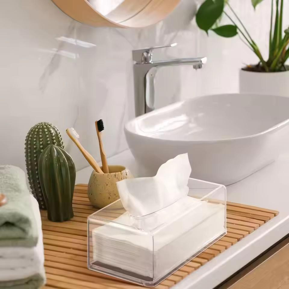1PC Transparent Acrylic Tissue Box Holder Tissue Tea Table Dispenser Napkin Holder High-Quality Hotel Tissue Storage Box