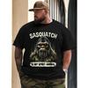 European Sizes [Plus Size T-Shirt] Black Men's Plus Size Graphic T-Shirt - 'SASQUATCH IS MY SPIRIT ANIMAL' Print