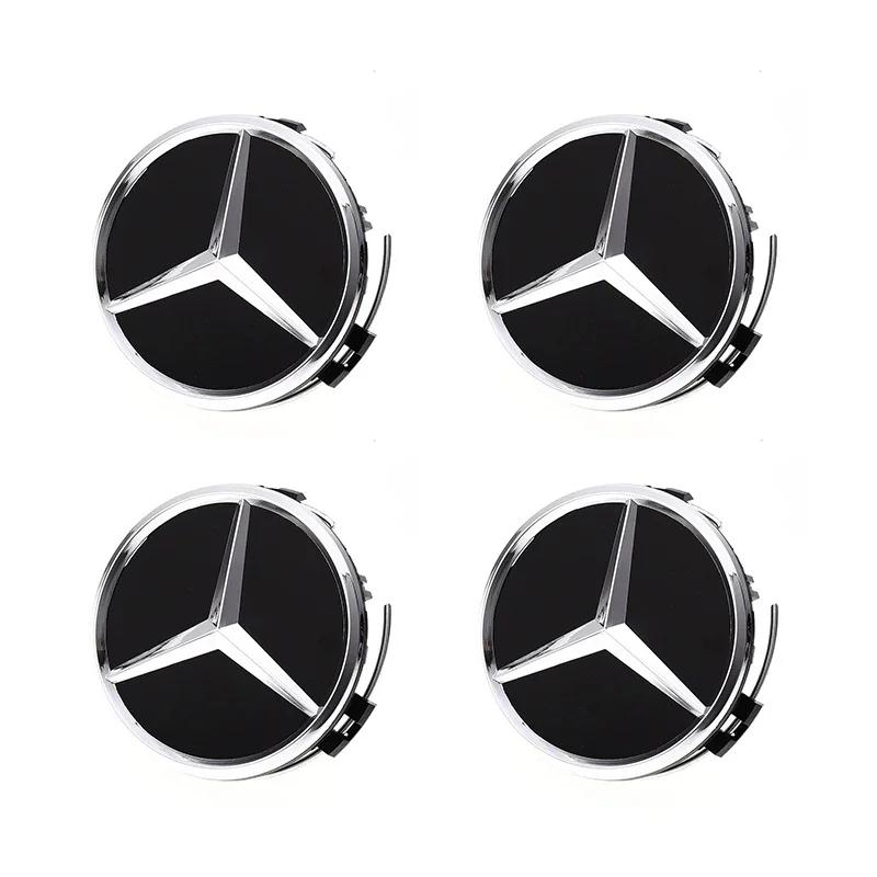 For Mercedes Benz 4PCS 75mm Metal Emblem Car Wheel Center Hub Cap Cover Badge For Mercedes Benz AMG GLK GLE GLC W203 W206 W220 W