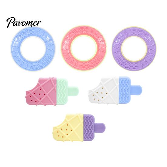 Flexible TPR Teeth Cleaning Toy Dog Cooling Chew Toy, Popsicle Ice Freezer Donut Shape Interactive Training Reusable Freeze for Summer Heat