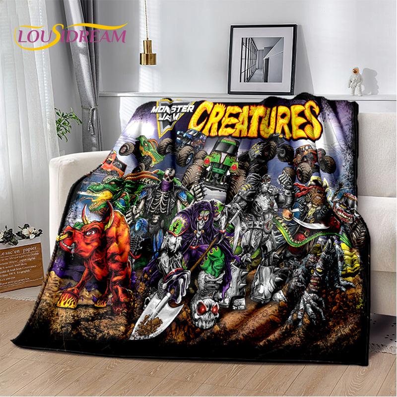 Cartoon Monster Jam 3D Monster Truck Blanket,Soft Throw Blanket for Home Bedroom Bed Sofa Picnic Travel Office Cover Blanket Kid