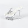 Rhinestone Sexy High Heel 15CM Thin Heel Waterproof Table Slippers Transparent Crystal Shoes Wedding Shoes Banquet High Heel
