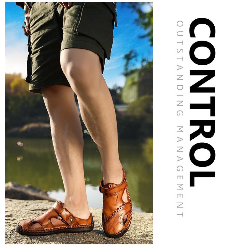2025 Men's Toe-Loop Leather Sandals: Casual, Breathable Dual-Use Summer Sports Shoes