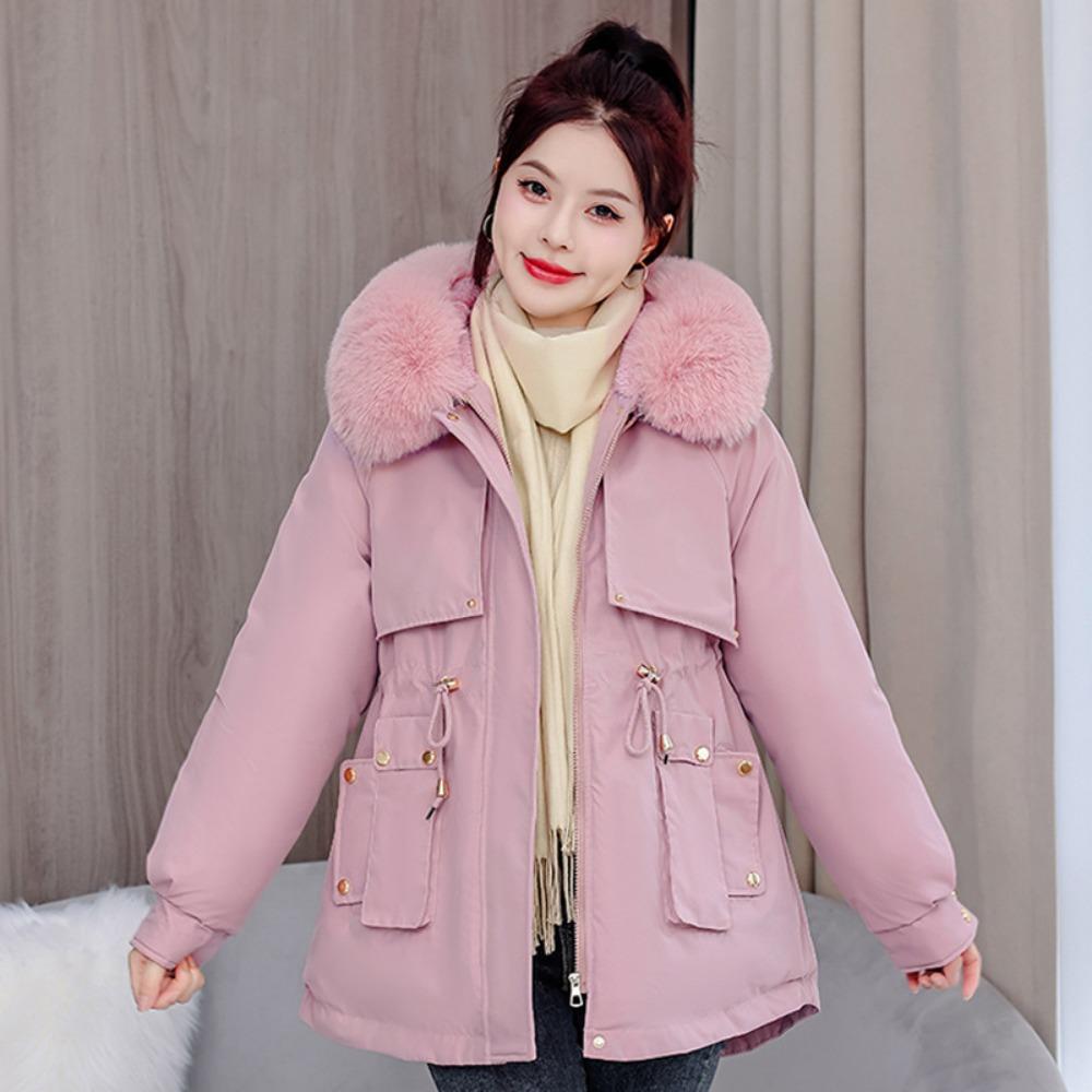 This is a Korean-style Pai winter version of a slimming and elegant cotton-padded jacket with thick fleece and warmth