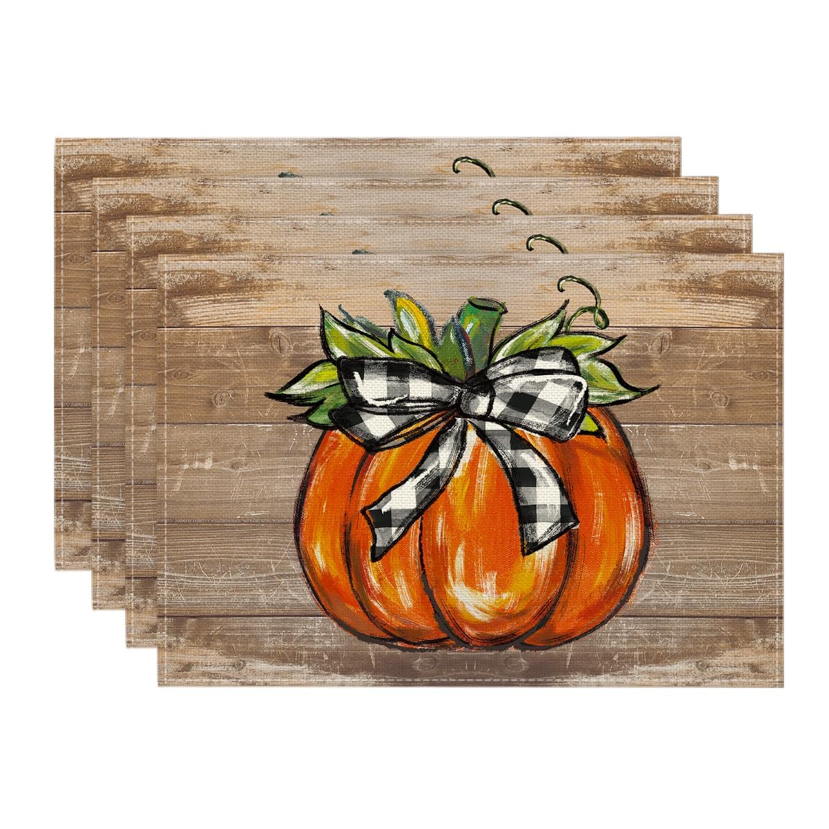 

Buffalo Plaid Pumpkin Fall Placemats Set of 4, 12x18 Inch Seasonal Autumn Table Mats for Party Kitchen Dining Decoration 12 x 18 , Rectangular 4 Pcs