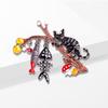 Brooch Dripping Cat and Fish Brooch Pin Cute Brooch Accessories Animal High-end Sweater Buckle