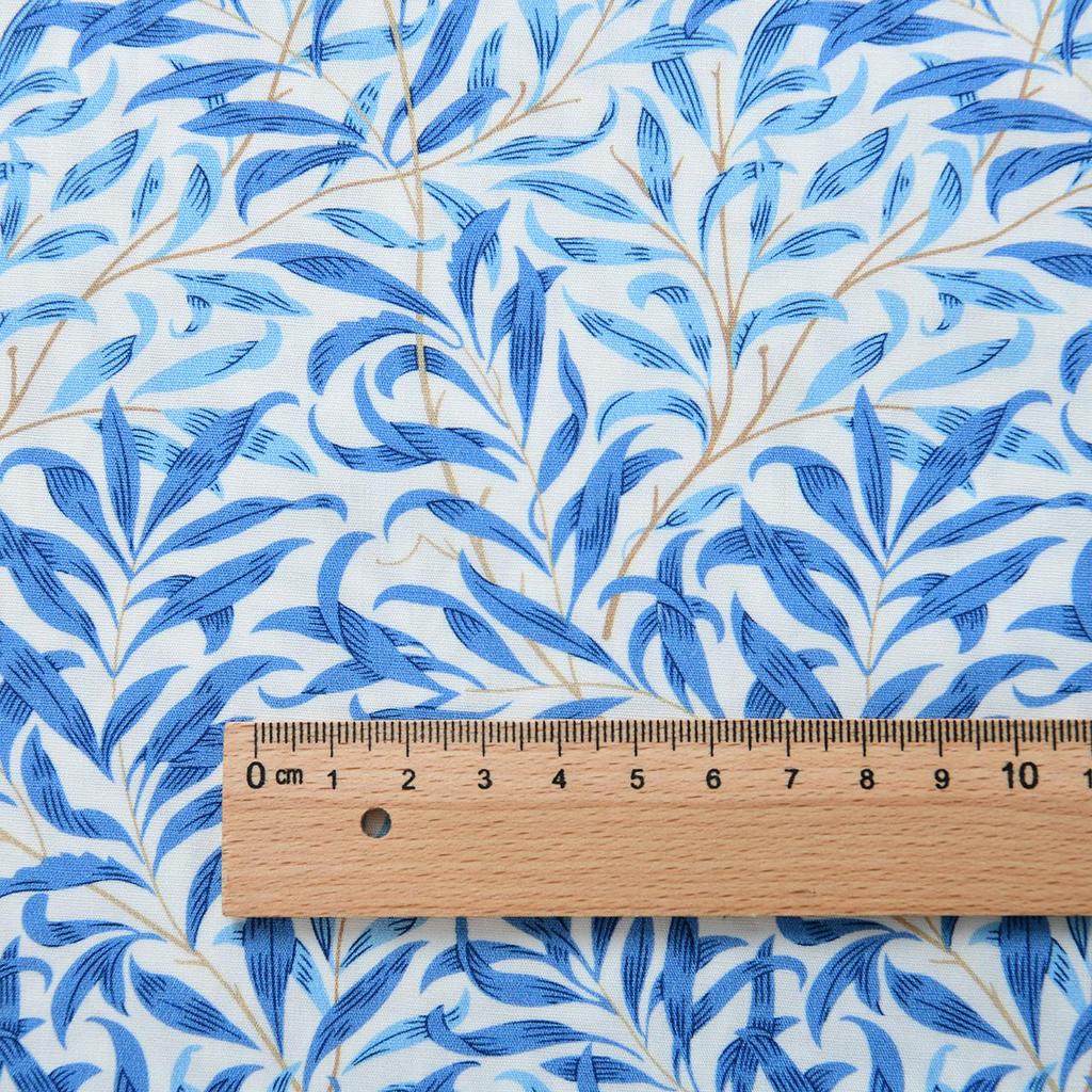 40s Pure Cotton Plain Weave DIY Skirt/Shirt Fabric, Morris Blue Theme
