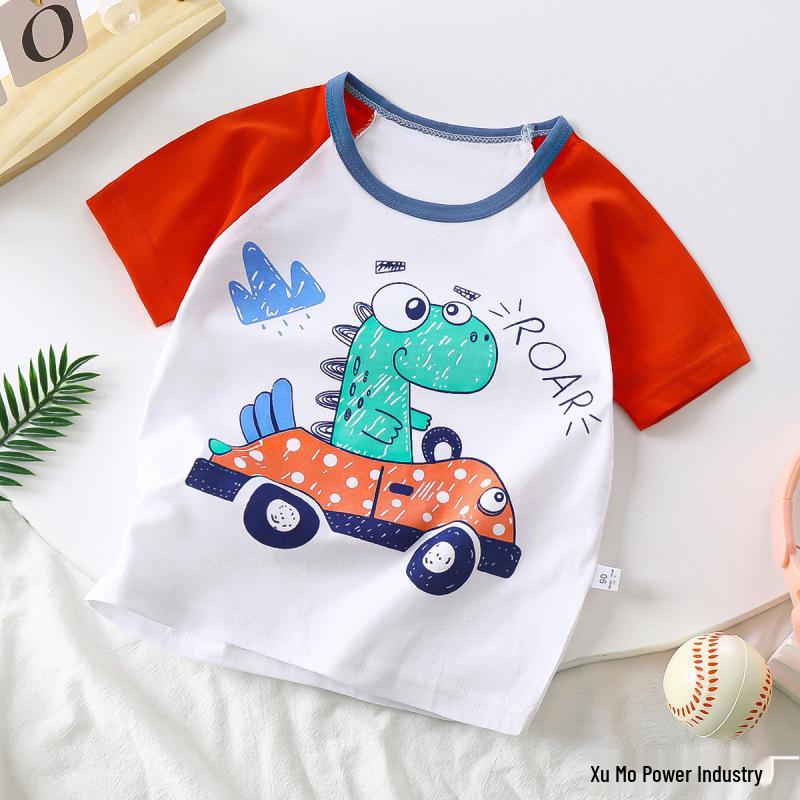 Kids' Cartoon Short Sleeve T-Shirt: Korean Style for Boys and Girls