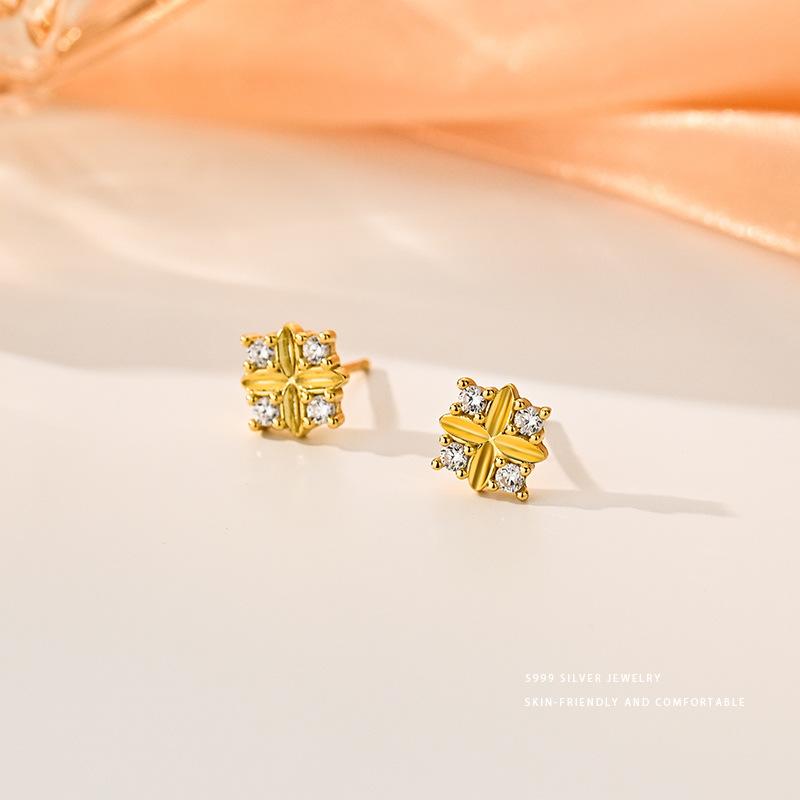 

Серьги-цветы с крестом, инкрустированные бриллиантами, легкая роскошь, ощущение высокого класса, маленькие и изысканные, темпераментные, нишевые