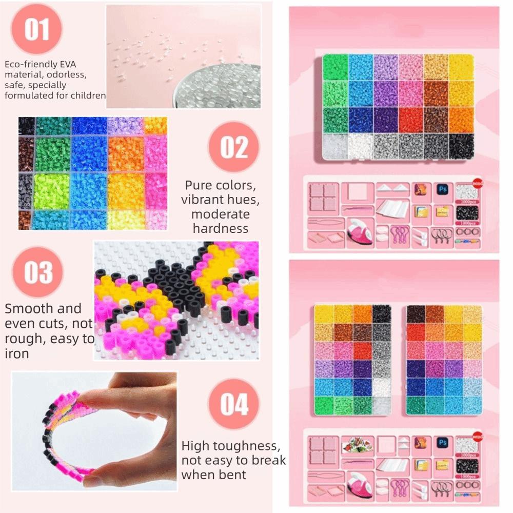 DIY Bohnen-Spleiß-Materialpaket Lochplatten-Bögen Aufbügel-Perlen Bastelset Lernspielzeug