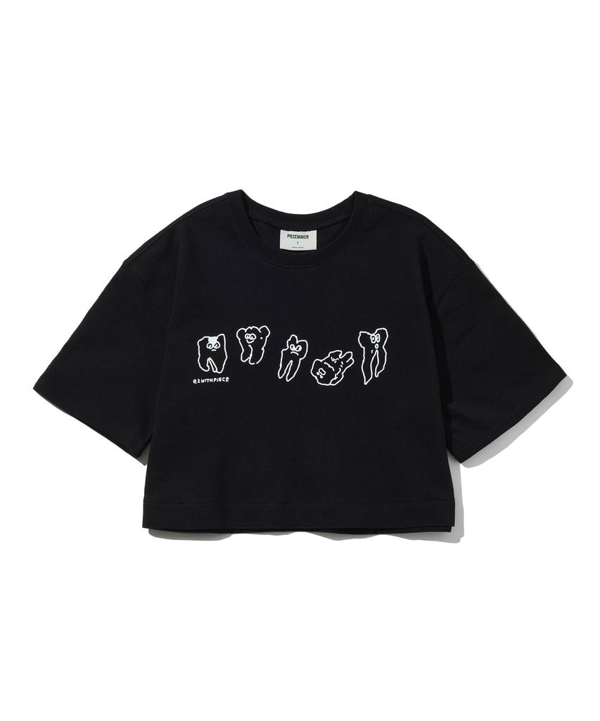PEACE MAKER Teeth Sweat Crop Tee (Black)