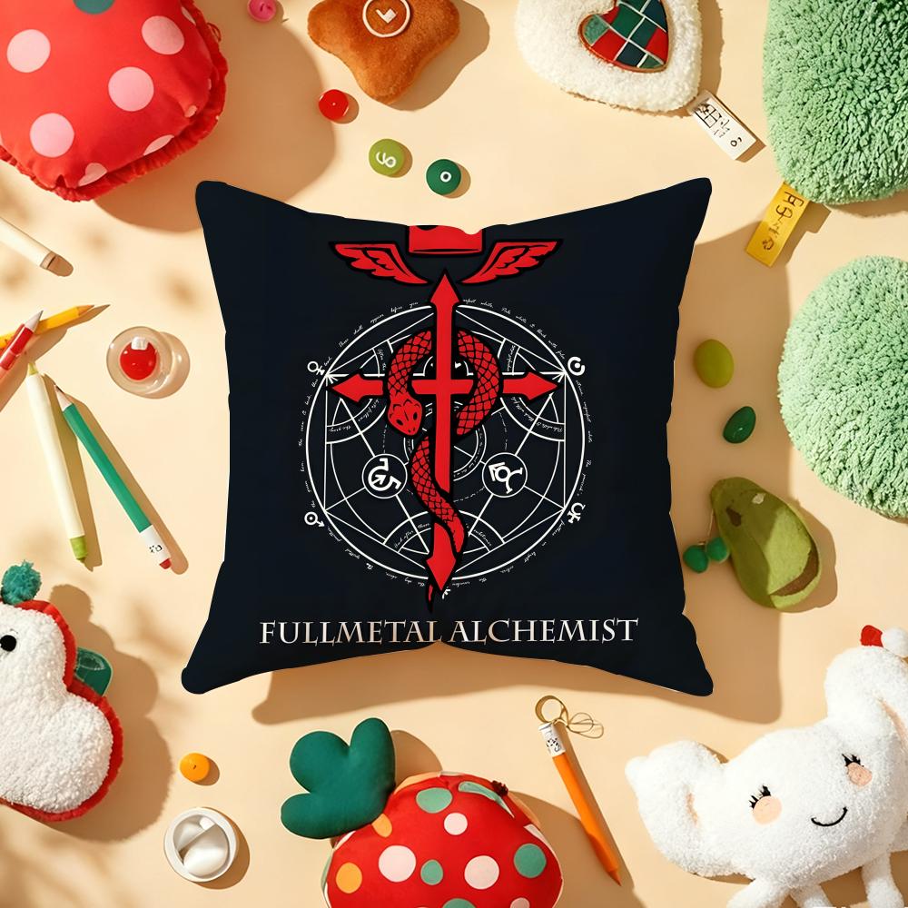 Cushion Cover Plush Fabric Soft DoubleSided Printed Sofa Warm Winter Home Gift Pillow Cover FFullmetal AAlchemist Anime