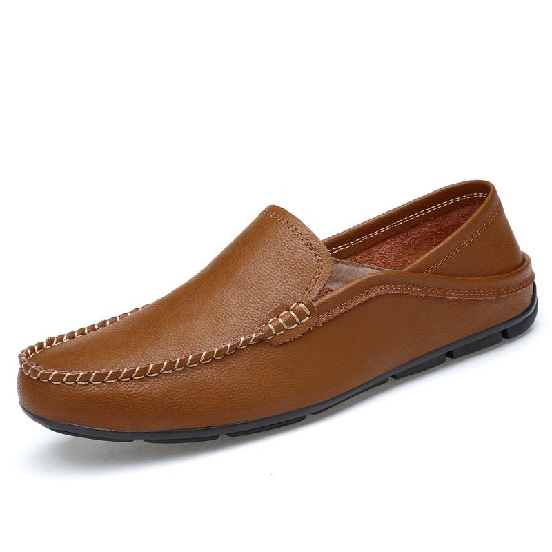 Genuine Leather Mens Casual Shoes Business Slip On Flats Comfy Formal Loafers Simple Men Moccasins Lightweight Man Driving Shoes