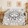 Cartoon Sun Moon Tarot Divination Magic Flannel Blanket Soft Throw Blanket for Bedroom Living Room Bed Travel Camping Picnic Nap