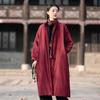 Vintage Women Winter Parkas Chinese Style Solid Color Button Warm Coats Plus Size Cotton Coats