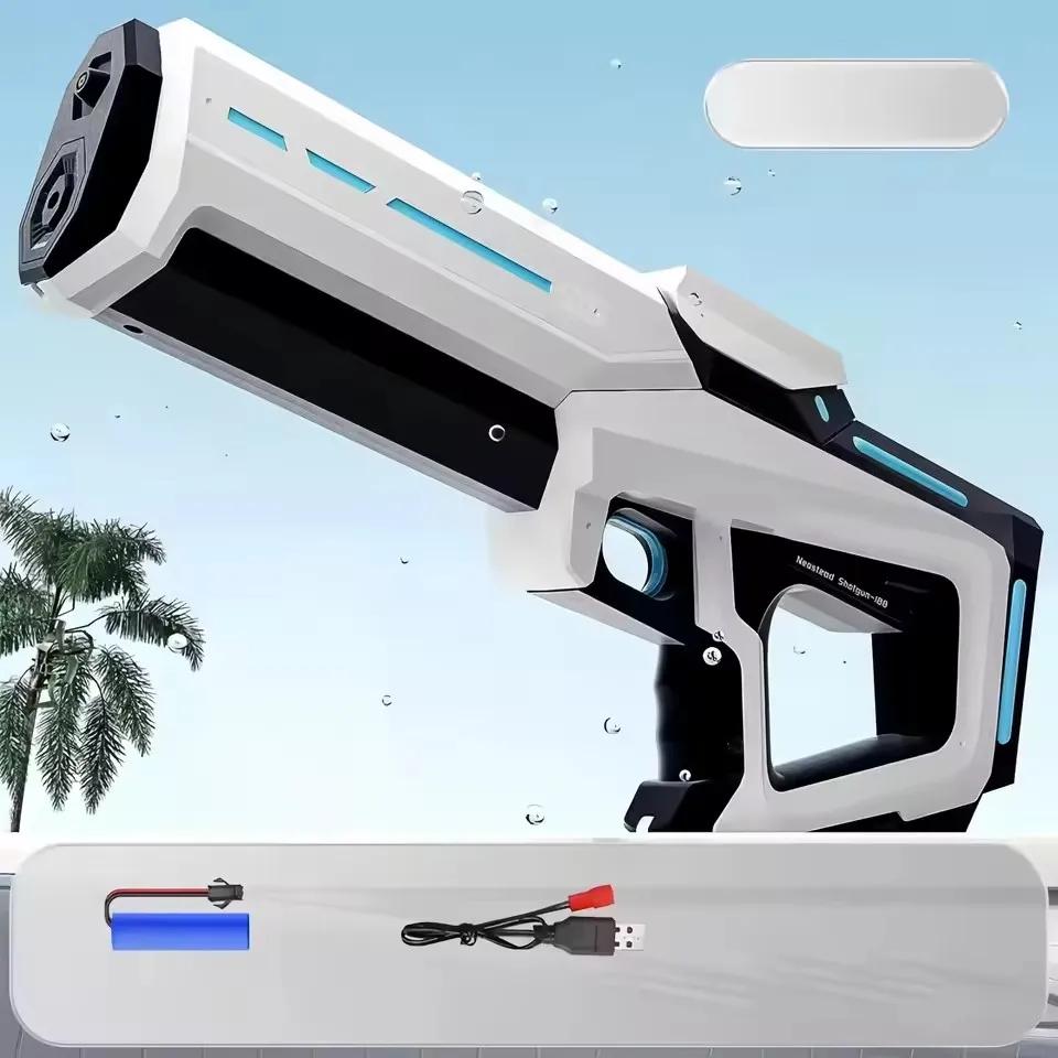 Pistol cu apă electric nou pentru copii Absorbție automată a apei Afișaj baterie Capacitate mare Jucărie pentru joacă cu apă pentru băiețiPistol cu apă