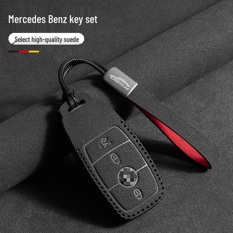 Mercedes-Benz E300L Key Cover: Suede Grade with Buckle for Men's C260LC200L GLC/GLB220